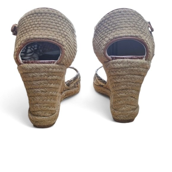 SAM EDELMAN Harmony Leather Snake & Croc Embossed Wedge Espadrille  Size 8.5 - Picture 6 of 11